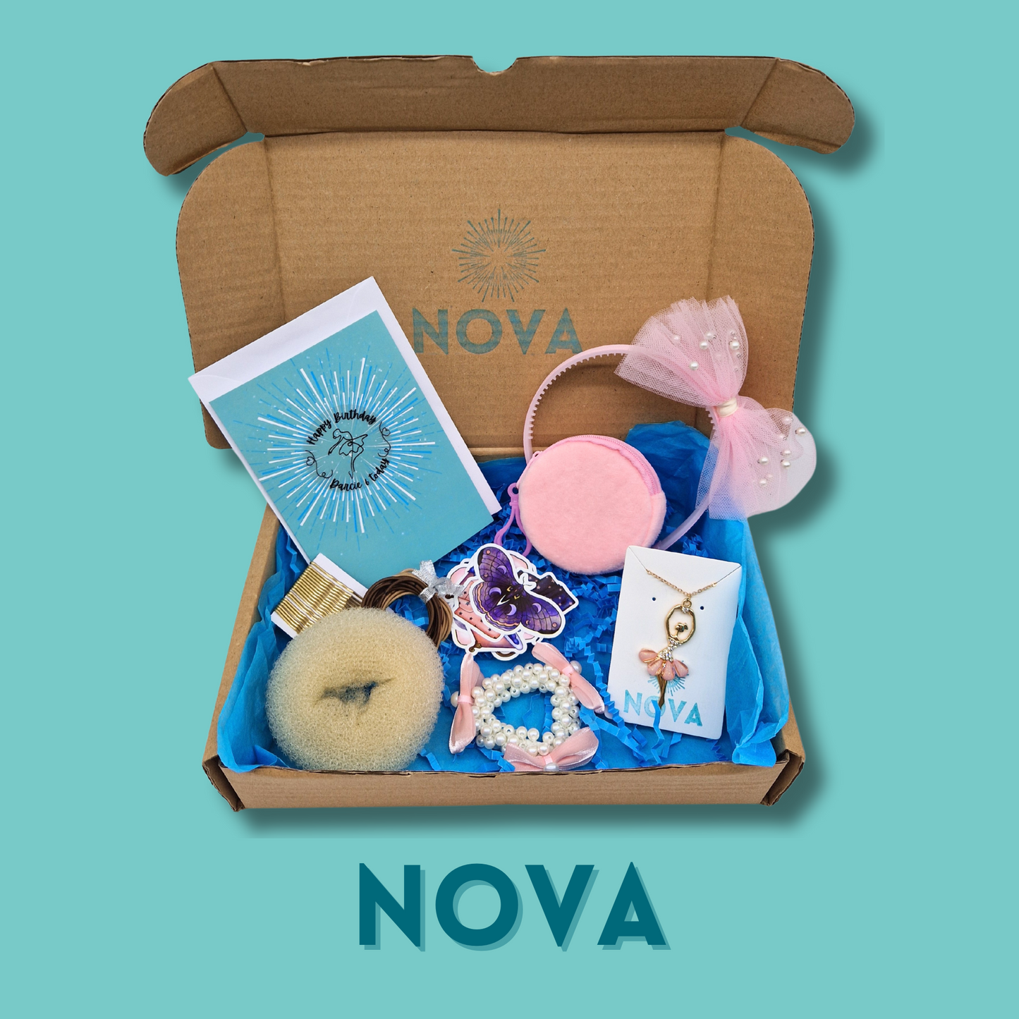 Nova Ballet Accessory Gift Box for Blonde or Brown Hair + Card (Delivery Included)